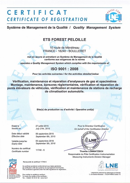 Certificat ISO 9001 version 2008